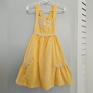 Rachel Zoe Yellow Kids Dress with Floral Embroidery